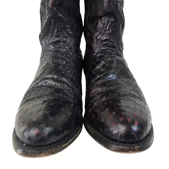 Dan Post Mens Full Quill Ostrich Western Cowboy Boots 11 D Black Cherry Mexico